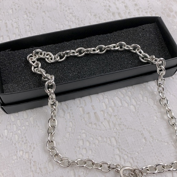 Silver Choker Link necklace Cheerleading Megaphone charm 16” - Picture 4 of 11